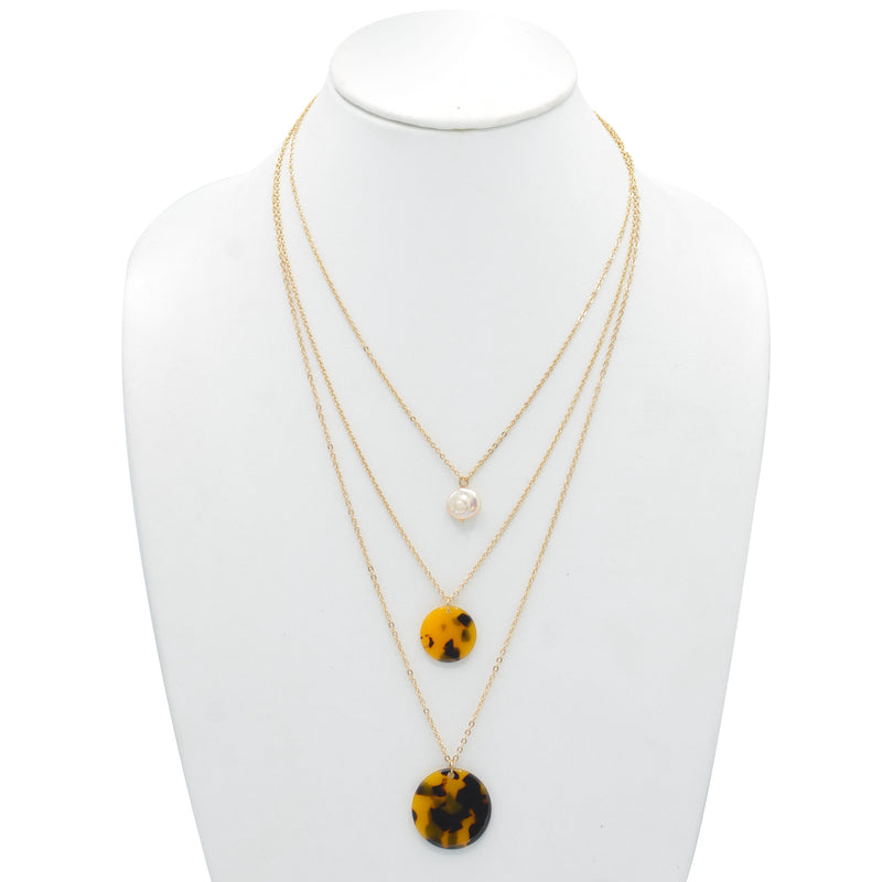 GOLD FAUX AMBER LAYER NECKLACE