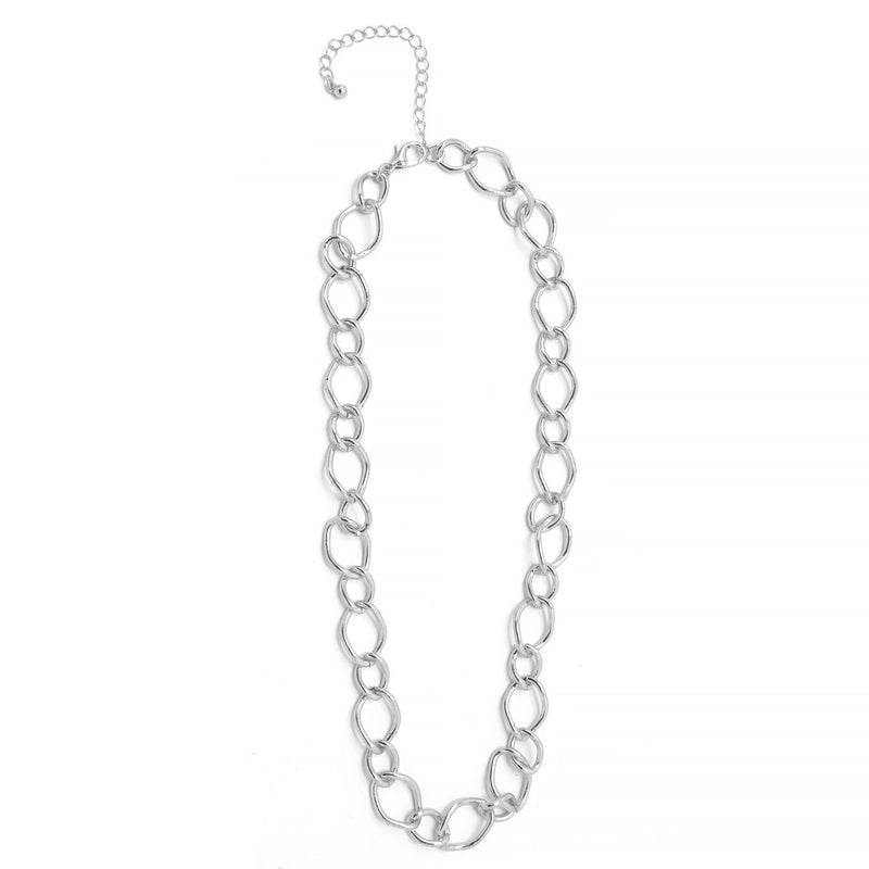 SILVER LINK CHAIN LONG NECKLACE