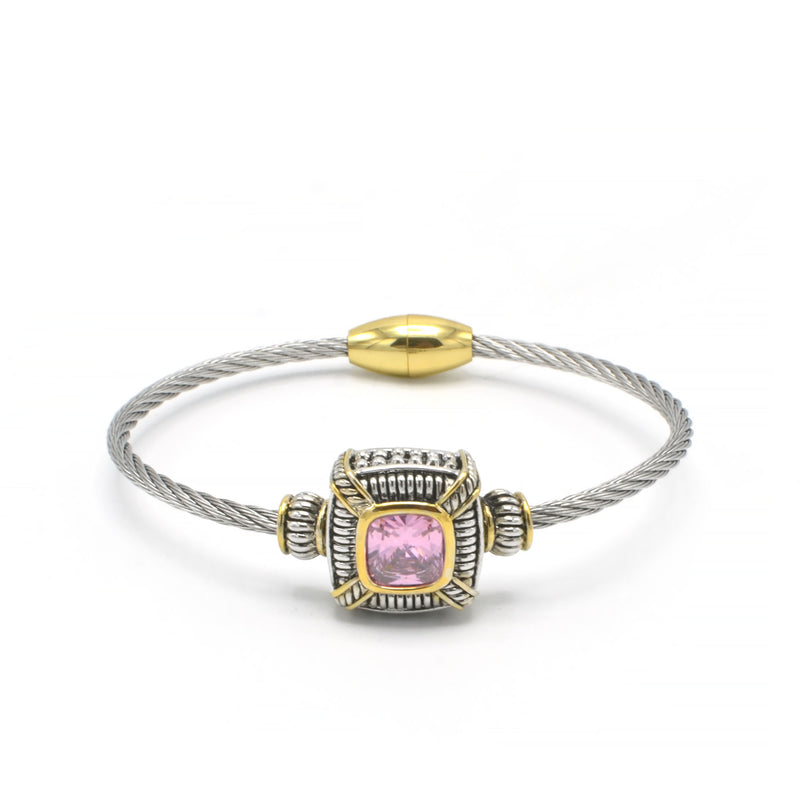 TWO-TONE ROSE CRYSTAL CLASSIC CABLE BRACELET