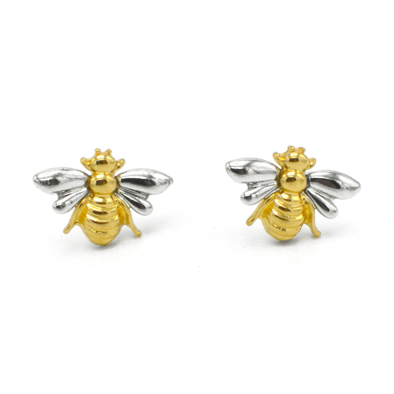 TWO-TONE BEE STUD EARRINGS