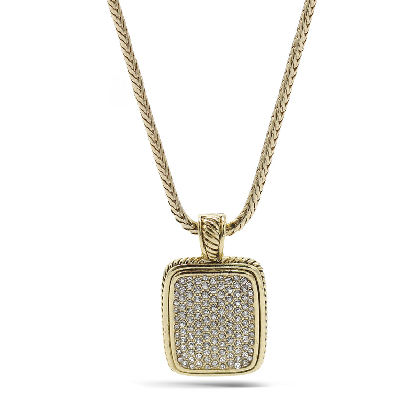 GOLD PAVE CRYSTAL ENGRAVED PENDANT NECKLACE 12504EH-GD(FC15)
