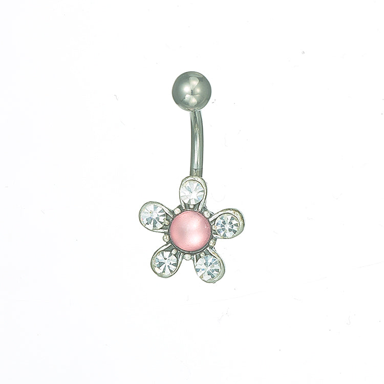FW-BJ3-S/C/P Silver cry pink flower body jewelry