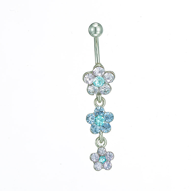 FW-BJ5-S/CLB Silver cry lt.blue flower body jewelry