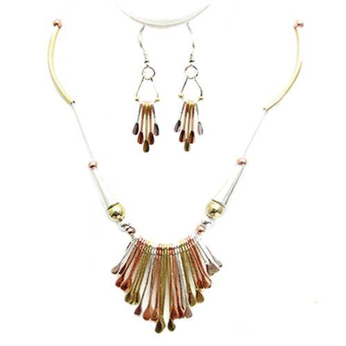 TRITONE INTRICATE TRIBAL DESIGN NECKLACE AND EARRINGS SET