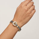 SILVER AND GOLD CRYSTAL BUCKLE HINGED  BRACELET