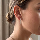 Tazza Women's Gold-Tone Crystal Pavé Vertical Bar Stud Earrings, 0.9"