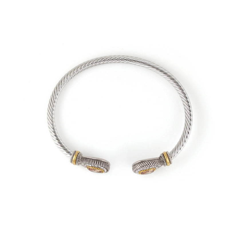 TWO TONE LIGHT ROSE CRYSTAL CLASSIC CABLE BRACELET