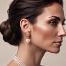Gold And cream Pearl Crystal Post Earrings