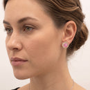 Tazza Women's Round Crystal Pavé Halo Stud Earrings, Assorted Colors, Gold-Tone, 0.5"