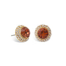 Tazza Women's Round Crystal Pavé Halo Stud Earrings, Assorted Colors, Gold-Tone, 0.5"