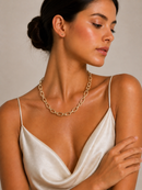 Gold Rectangle Link Chain Necklace