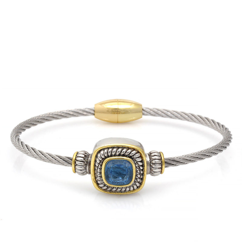 Two Tone Sapphire Crystal Classic Cable Bracelet