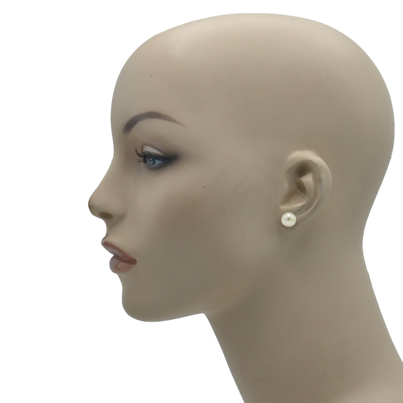 Rhodium White 10 Mm Pearl Stud Earring