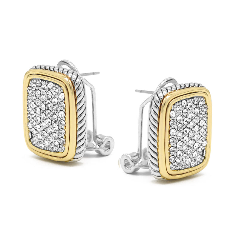 TWO TONE CRYSTAL PAVE POST EARRINGS