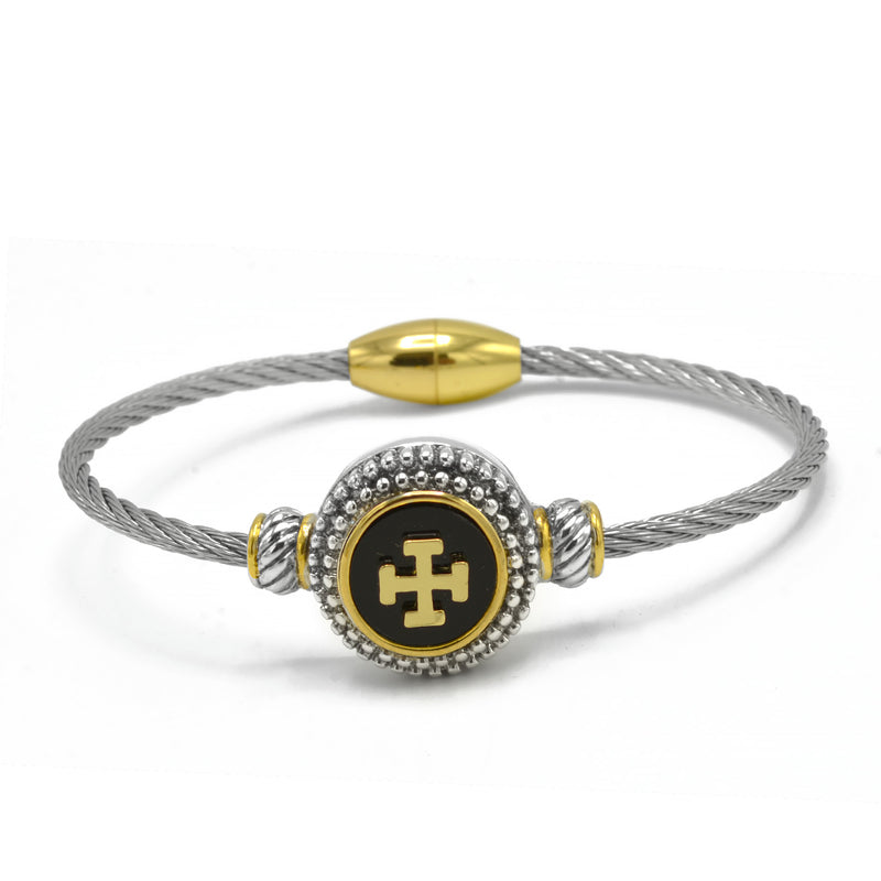 Two-Tone Cross twisted Rope Magnetic Clasp Bracelet Explore More Colors ⚪⚫