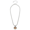 Two-Tone Crystal Square Pendant Box Chain Necklace