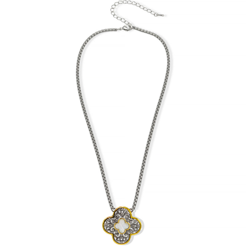 Two-Tone Flower Pendant Filigree Necklace