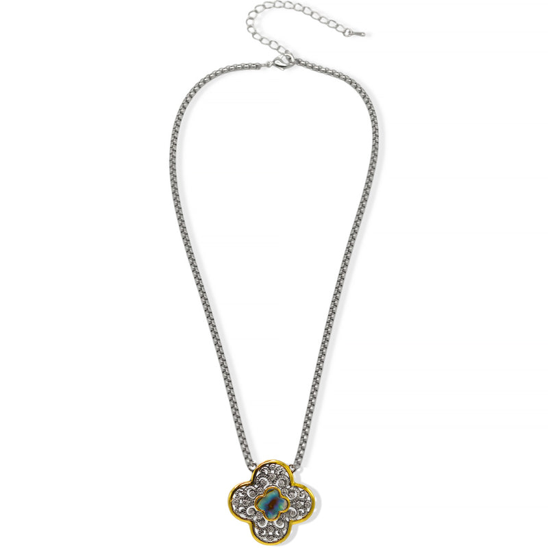 Two-Tone Flower Pendant Filigree Necklace