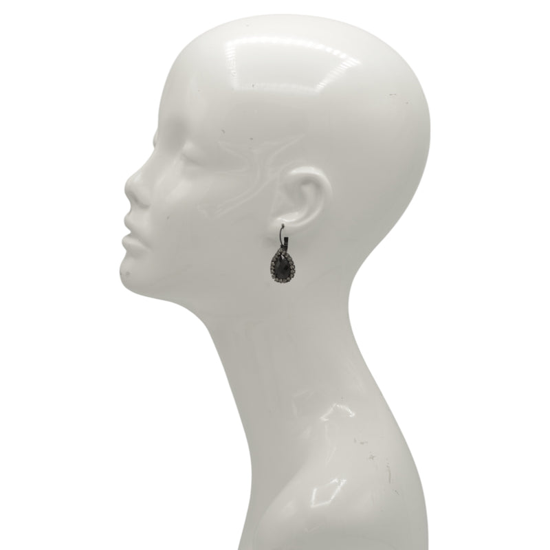 Black and White Faceted Stone Tear Drop Earrings