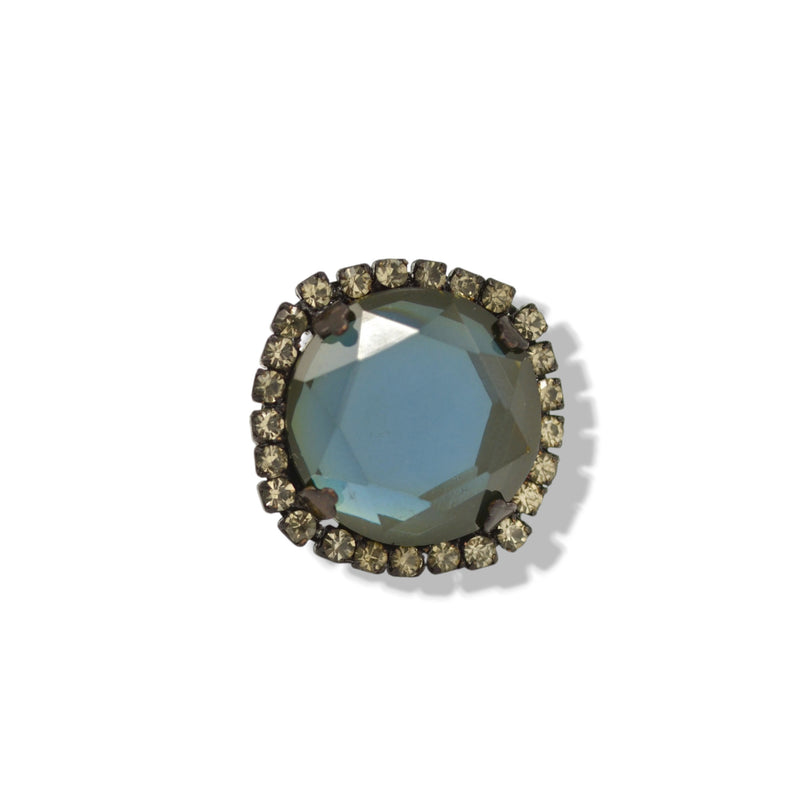 Black Metal Blue Faceted crystal Adjustable Rings# #256BL5101 (10A3)