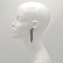 Black Metal tassel Earrings With Multi-Color Faceted Crystals