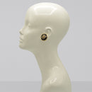 Gold-Tone Metal Earrings with Black Enamel and Crystal Accents