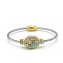 TWO TONE MULTICOLOR STONE TWISTED ROPE BRACELET