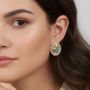 TWO TONE MULTI COLOR CRYSTAL POST EARRINGS