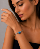 TWO TONE AQUA BLUE CRYSTAL CLASSIC CABLE BRACELET
