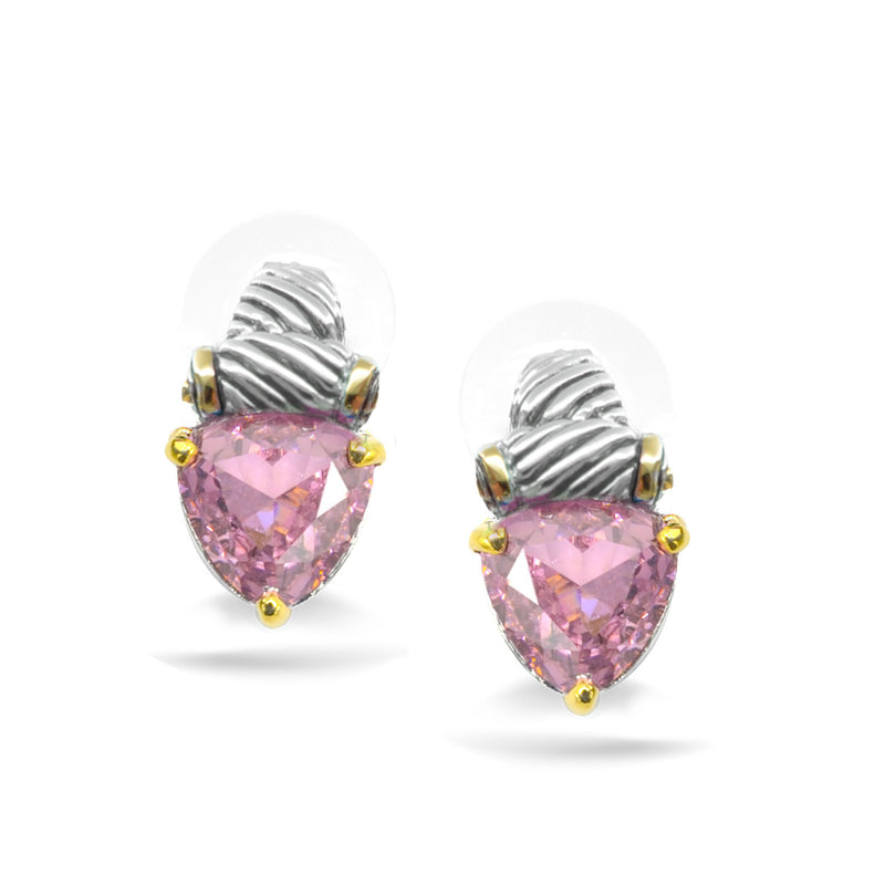 TWO TONE ROSE CRYSTAL CLASSIC STUD EARRINGS