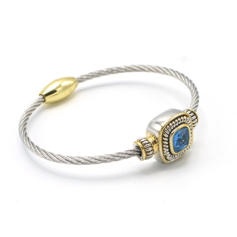 Two Tone Sapphire Crystal Classic Cable Bracelet