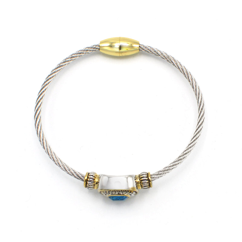 Two Tone Sapphire Crystal Classic Cable Bracelet