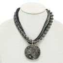 SILVER-MULTI SILVER MULTI COLOR BLACK AND GRAY NECKLACE