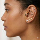 Curated Earring Stacking Set - 8 Piece 8 mm Stud Ear Set with Mixed Black, Yellow, and Clear Stones