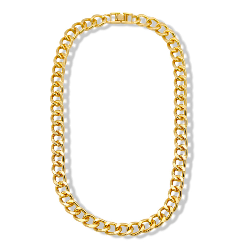 Gold Flat Curb Chain Necklace – Sleek & Stylish Unisex Jewelry 18"