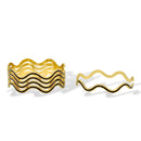 Gold & Black Enamel Wave Bracelets (2.8" Diameter) – Set of 5
