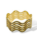 Gold & Black Enamel Wave Bracelets (2.8" Diameter) – Set of 5