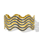 Gold & blue Enamel Wave Bracelets (2.8" Diameter) – Set of 5