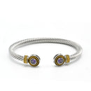 TWO TONE AMETHYST CRYSTAL CLASSIC CABLE BRACELET