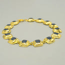 Antique Style Mid-Vintage Large Gold Chain Square Enamel Necklace