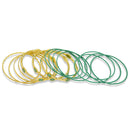 Gold & Turquoise 15-Piece Bangle Bracelet Set, 2.8" Diameter