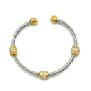 Silver Twisted Rope And Gold Clear Crystal Bracelet