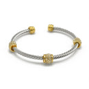 Silver Twisted Rope And Gold Clear Crystal Bracelet