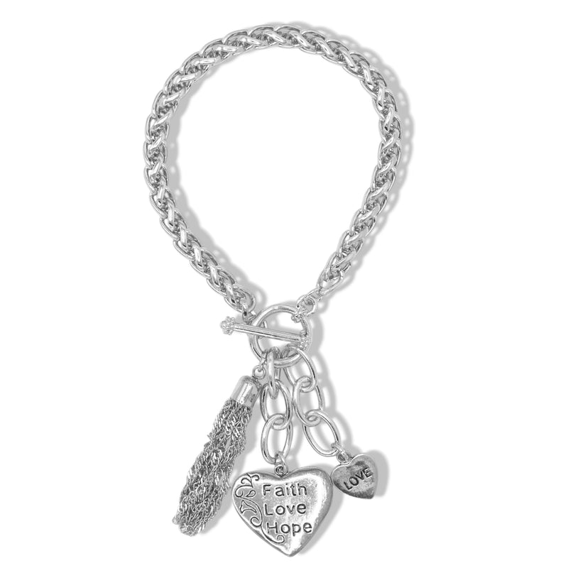 SILVER HEART CHARM BRACELET