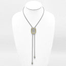 TWO TONE PAVE CRYSTAL PENDANT TASSEL NECKLACE