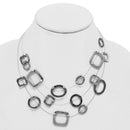 Silver Multi-Layer Geometric Necklace – 18" Statement Chain
