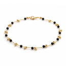 Gold Beaded Anklet with Black Accent Beads – Elegant Minimalist Adjustable Anklet