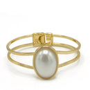 GOLD CREAM PEARL HINGED BRACELET