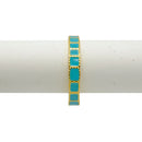 Gold & Turquoise Square Enamel Bangle Bracelet – 2.4" Diameter (Hinged Closure)