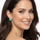 TWO TONE TURQUOISE ENGRAVED STUD EARRING